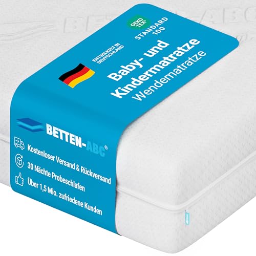 Betten-ABC - Junior Duo - Wendematratze für Babys & Kleinkinder - 70x140 cm - mit Rundum-Trittkante & 2 Seiten - Oeko-TEX-Zertifiziert - Abnehmbarer & waschbarer Aloe Vera-Bezug - Lieferung per Paket Betten-ABC - Junior Duo - Wendematratze für Babys & Kleinkinder - 70x140 cm - mit Rundum-Trittkante & 2 Seiten - Oeko-TEX-Zertifiziert - Abnehmbarer & waschbarer Aloe Vera-Bezug - Lieferung per Paket