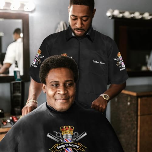 Custom Barber Zipper Jackets for Men Hairstylist Personalized Salon Logo Smocks Barbershop Uniform Shirts Apron3