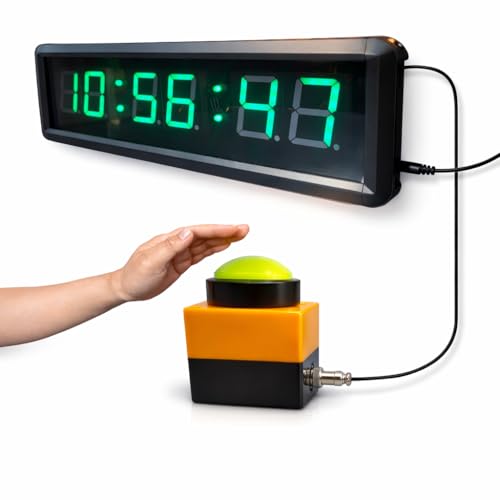 Ledgital Countdown Timer Clock, Large Stopwatch with Tap Button, Support Count Up & Real Time Function, Ideal for Shuttle Run/Sprint/Games/Sports/Fitness, Wall Mount/Tabletop, 13.4x3.7in.