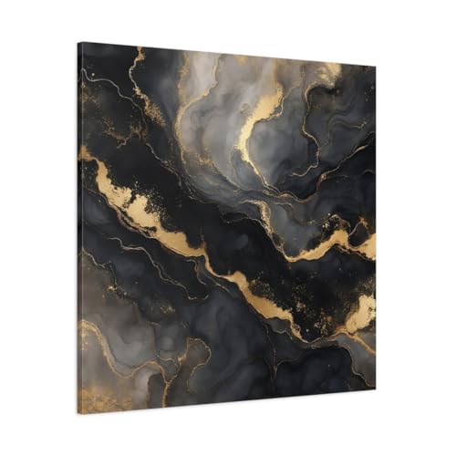 Toile abstraite marbre noir et doré pour sublimer la déco de votre salon