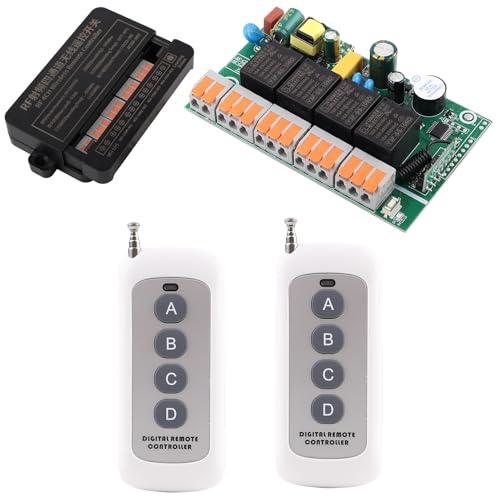 Suyukufu, 12 V, 24 V, 36 V, interruptor inalámbrico de conector eléctrico, 4 canales, mando a distancia, relé, 12 V, 36 V, 10 A, interruptor de puerta de garaje (AC 100 V-240 V/ 2 controlador)