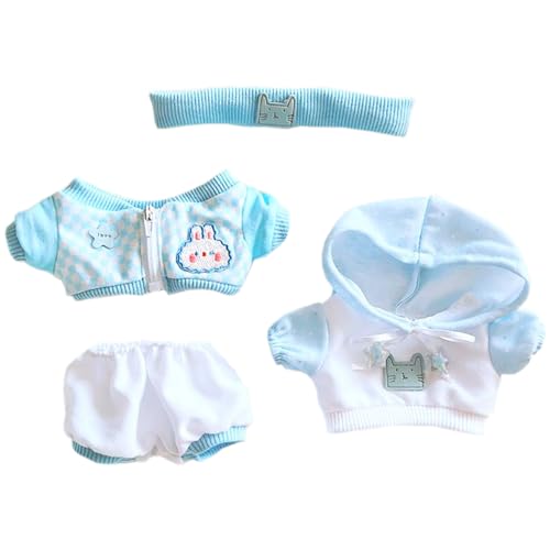 niannyyhouse 10cm~15cm 20cm 40cm ぬいぐるみ 服 ヘッドバンド パーカー コート ズボン 綿人形 着せ替え アクセサリー (light blue 10cm~15cm)