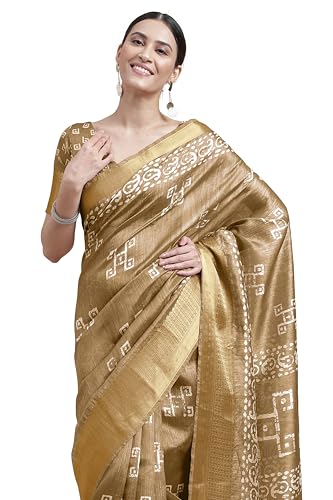 Image of MIRCHI FASHION Women Saree Cotton Silk Batik Block Printed | Breathable Office Wear and Regular Use Sari with Blouse Piece