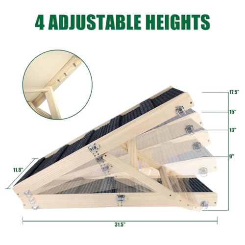 Okydoky-Small-Dog-Ramp-Adjustable-Portable-Folding-Wooden-Pet-Ramp-32-Long-with-Non-Slip-Traction-Mat-Adjustable-from-9-to-175-Dog-Climbing-Ladder-for-SofaCouchCar-Grey-NOLGPT1 Okydoky Small Dog Ramp Adjustable Portable Folding Wooden Pet Ramp 32 Long with Non Slip Traction Mat Adjustable from 9 to 175 Dog Climbing Ladder for SofaCouchCar Grey NOLGPT1