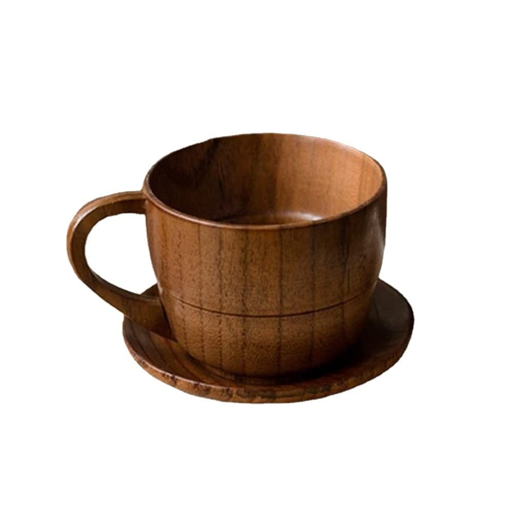 DUnLap Paar Tasse 180ml Kaffeetasse Europäische Stil Cups for Kaffee- und Tee Holzschale Und Untertasse Holziness Tassen Tassen Untertassen Küche Getränkewaren Tasse