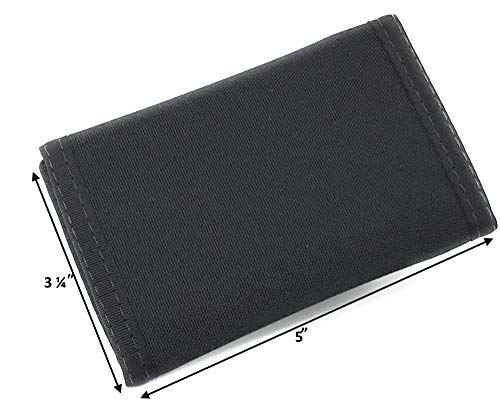 Rfid Trifold Basic Nylon Hook & Loop Wallet. Usa Made By Rainbow Of California (Black) #TOP1