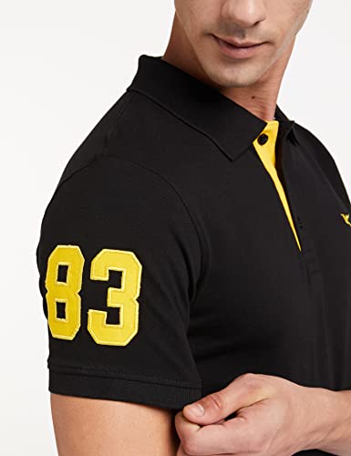 Image of Deniklo Polo Regular Fit Cotton Poly T-Shirt for Men (DK10-M Black)