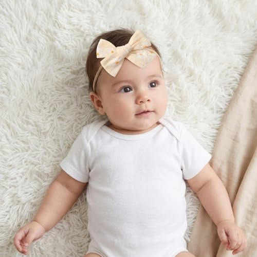 Image of SNOWIE SOFT 10Pcs Baby Hairband Stretchy Cute Floral Bow Headbands for Baby Girl Boy Hair Bands for Baby Girls Boys Newborn Headpiece Gift