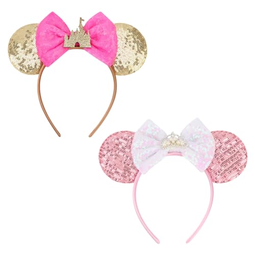 Image of DRESHOW Mouse Ears Bow Headbands Glitter Party Decoration Cosplay Costume for Women