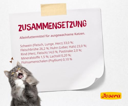JOSERA Nassfutter Beef (12 x 85 g) | Adult | Premium Katzenfutter nass für ausgewachsene Katzen | Rind | mit Lachsöl | getreidefrei | gegen Harnsteinbildung und Haarballen | Alleinfutter | 12er Pack