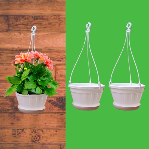 Heavy Duty 8 Inch Plastic Decorative Hanging Flower Pots | Stylis...