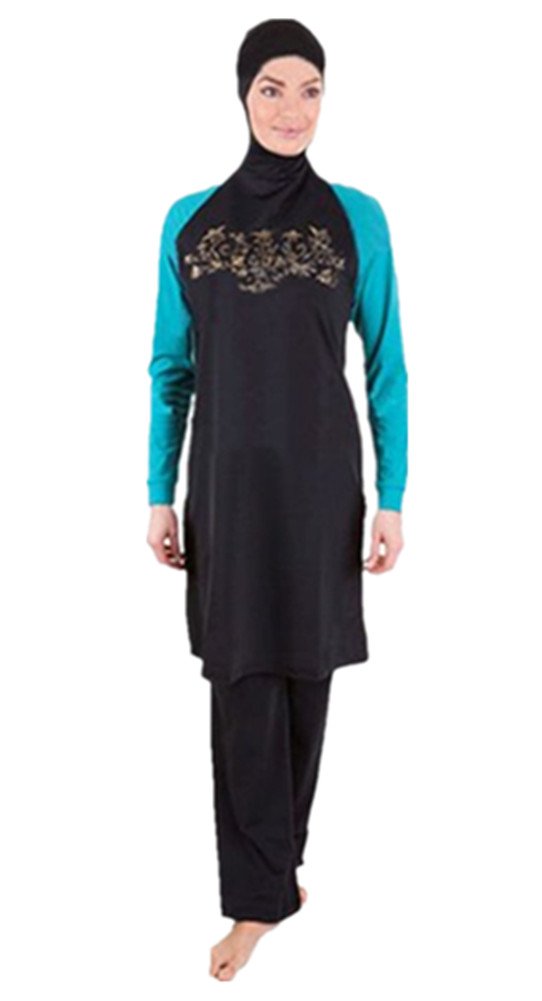 KXCFCYS Stylish Modest Muslim Islamic Swimsuit for Women Hijab & Full Coverage Swimwear Perfect for Swimming, Beach & Daily Wear(Int’l – L, NO-1)