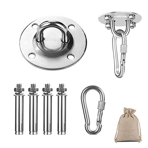 YOUYIKE Inoxidable Ganchos de Techo,Anclajes de Techo,Stainless Steel Disco Fijo,para Colgar Silla Lámpara Colgante Columpio Yoga,Capacidad de Carga de hasta 400 kg