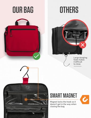 Image of VENTURE 4TH Hanging Travel Toiletry Bag, 18 Compartments - Red