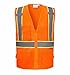 3C Products SV2600,ANSI/ISEA Class 2,High Visibility Mesh Vest,2â€ Reflective w/Yellow binding, Zipper,9 Pockets, Neon Orange,S