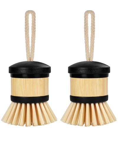 Image of Dish Brush, Palm Brush Dish Scrubber with Comfortable Grip for Dishes Kitchen Sink Scrubbing, 2Pcs