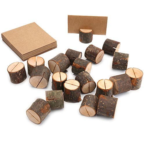 Tosnail 50 Set Wooden Place Card Holders with Kraft Paper Cards - Image 4