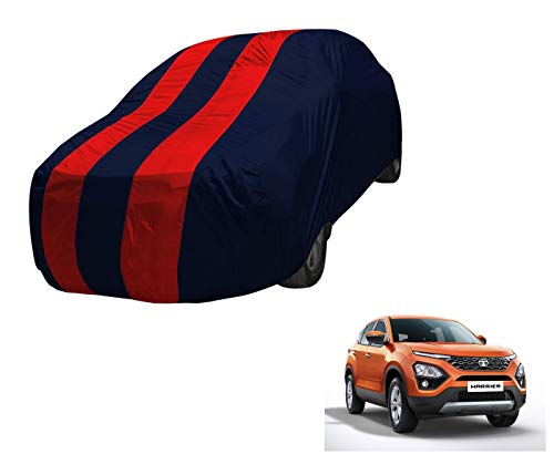 Image of Auto Hub Car Cover Compatible with Tata Harrier with Mirror Pocket,Triple Stitched, Weather Proof, Harrier Car Cover- Navy-Red