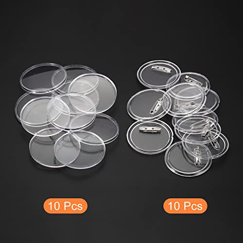 PATIKIL 1.72inch Acrylic Button Pin Badge, 10 Set Round Pin Blank Buttons Badges Kit for Craft Supplies DIY Badges, Clear - Image 3