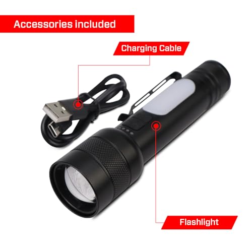 Image of IBELL FL8375S Rechargeable Torch Combo Pack of 5,with Powerbank Function, Aircraft Aluminum Body, Telescopic Zoom, Water Resistant Flashlight with Multiple Light Modes