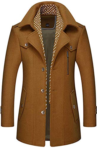 CHARTOU Men's Stylish Scarf Single Breasted Wool Walker Coat Thick Winter Jacket-6 Colors