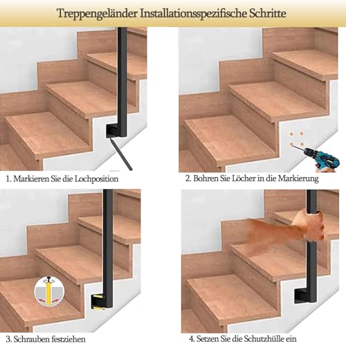 Rampe d'escalier réglable blanche 75 cm en U pour marches de maison et entrée - 6