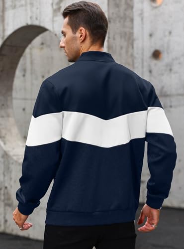 Image of HYPESTFIT Mens Lightweight Jacket Casual Bomber Jacket Color Block Varsity Coat