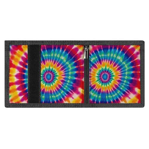 Trifold Wallet for Men, Tie Dye Pattern Coin Purse Slim Money Clip Credit Card Holder with 8 Card Slots4