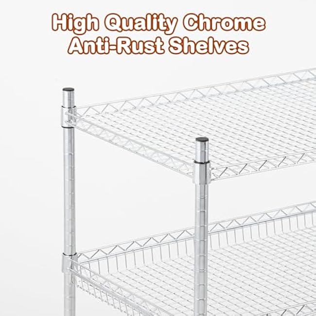 Commercial Grade Utility Cart, 3 Tires Wire Rolling Cart, Steel Service Cart with Wheels, Food Storage Trolley for Restaurant,Kitchen, Low Handle-Q4wxDDIv