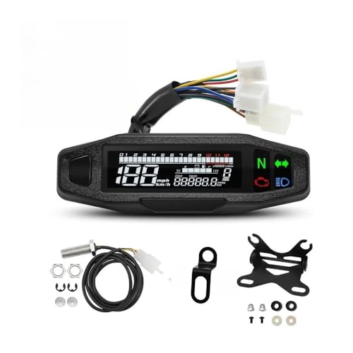 オートバイのスピードメーターゲージ ユニバーサルデジタルオートバイスピードメーターデジタル表示走行距離計タコメーター回転数 燃料メーターターンシグナルライトインド
