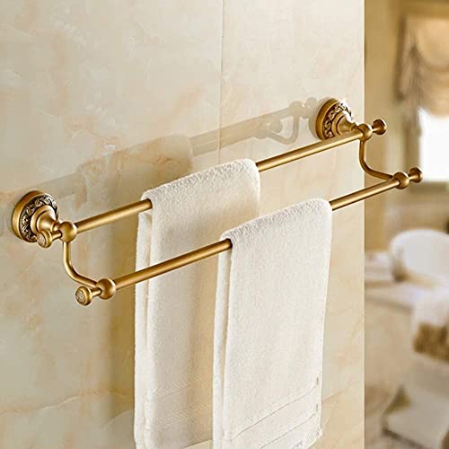 Porte-serviette bipolaire cuivre antique et support mural sculpté pour linge de maison
