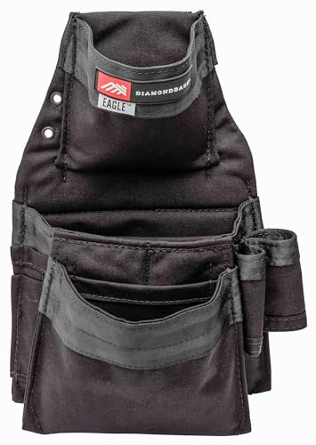 The Diamondback Eagle Tool Pouch - Modular Utility Pouch for 4" Tool Belts - Ideal Carpenter & Electrician Tool Pouch for Nuts, Punches & Fasteners (Black - Left Side)