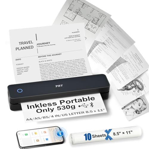 PRT Inkless Portable Printer, Wireless Thermal Printer for Travel...