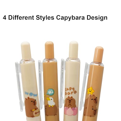 Maydahui 8 bolígrafos retráctiles capibara negro 0.5 mm miniatura 5