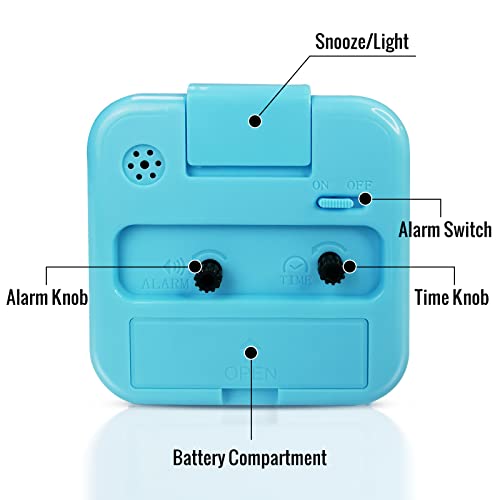 Image of Lamisola Small Battery Operated Analog Alarm Clock for Bathroom, Travel Clock, Quieter Bedrooms Desk Bedside Clocks for Kids Teen, Blue