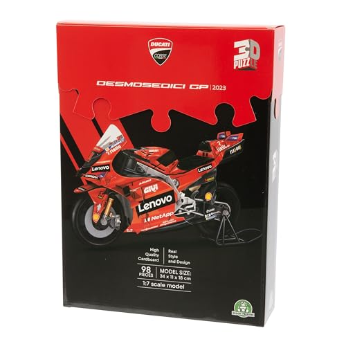 GP SPORT, Ducati Puzzle 3D Motorbike, Réplica de la Moto de Competición, Fabricada en Espuma EPS y Cartón y Neumáticos de Plástico, Montaje Fácil Sin Herramientas ni Pegamento, Famosa (DUP00000)