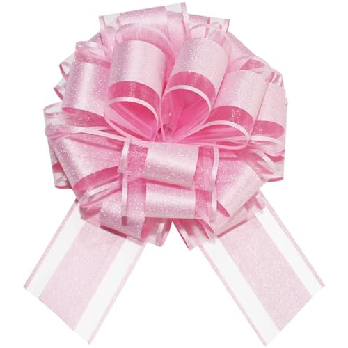 LHMTFCYY 12 Inch Clitter Big Gift Bow 1PC Large Pink Bow Giant Bow for Bike Dining Tables Parties Birthdays Christmas Valentines Day Easter and other Festivals and Gift Decorations (Clitter Pink)