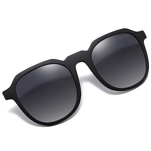 Image of Clip-on Sunglasses Polarized TR90 Frame Anti-Glare Driving Glasses for Prescription Glasses 8848 (Black Frame - Gradient Grey Lens)