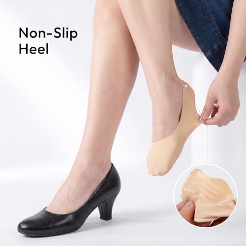 Image of Sofier No Show Socks Womens, Non Slip Low Cut 6 Pairs Thin Silky Dress Footies Liner Invisible Socks Flats Loafers Sneakers