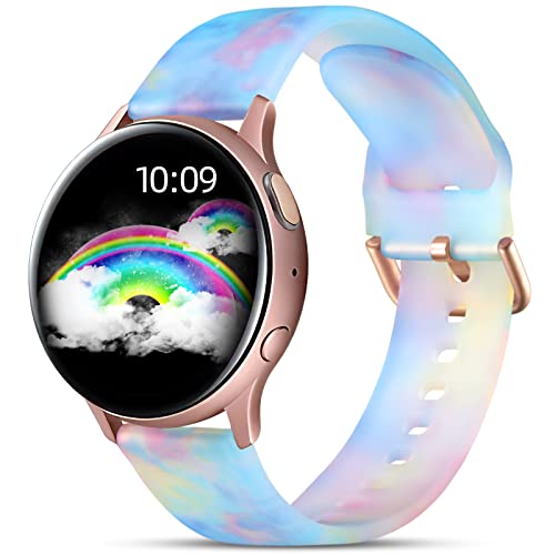 GEAK Compatible with Samsung Galaxy Watch 7 6 5 4 Band 40mm 44mm/Galaxy Watch 5 Pro, 20mm Soft Transparent Pattern Printed Replacement for Galaxy Watch 4 6 Classic 42mm 46mm 43mm 47mm Women Blue/Pink