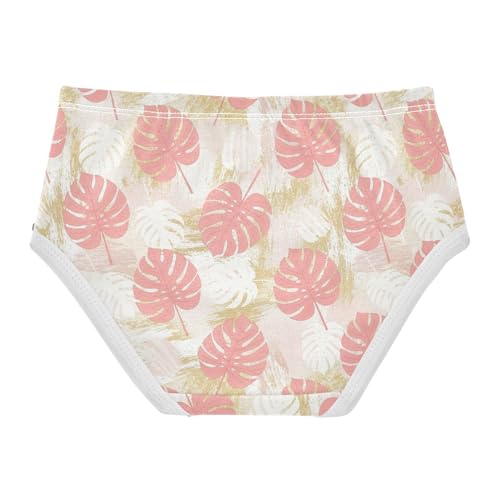 Joisal Print Girls Underwear Toddlers 2t Cotton Panties Little Girl Abstract Pink Monstera Leaves Briefs Girls Undies2
