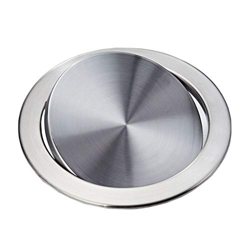Jroyseter Tapa con Solapa para Cubo de Basura Tipo incrustado Tapa de Acero Inoxidable con Solapa oscilante de Equilibrio Incorporado Tapa del Bote de Basura Cocina Uso de Basura en el hogar