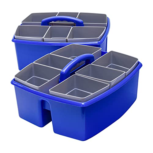 Image of Storex Large Classroom Caddy with Cups, 13 x 11 x 6.575 Inches, Blue, Case of 2 (00985U02C)