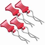 1/10 RC Car Body Clips Pins with Pull Tabs R Clips for All 1:10 1/12 Scale Axial Redcat HPI Himoto HSP Exceed RC Car Parts Truck Buggy Shell Replacement, Set of 4 (Red)
