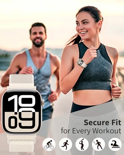 Nylon Sport Loop Band Compatible with Apple Watch Bands 38mm 40mm 41mm 42mm 44mm 45mm 46mm 49mm, Breathable Soft Band for iWatch 11 10 9 8 7 6 5 4 3 2 1 SE Ultra, Adjustable Wristband for Women Men — view 3