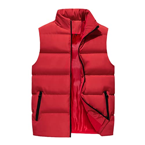 Chaleco casual de hombre acolchado rojo L ropa de abrigo de invierno