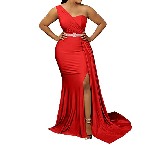 Robe de soirée femme longue en satin asymétrique pour bal
