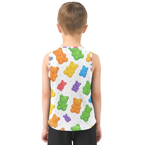 JUNZAN Colorful Gummy Bears Jelly Sweets Children Tank Tops Sleeveless Toddler Vest Kids Shirts for Running Beach Swim 3T3