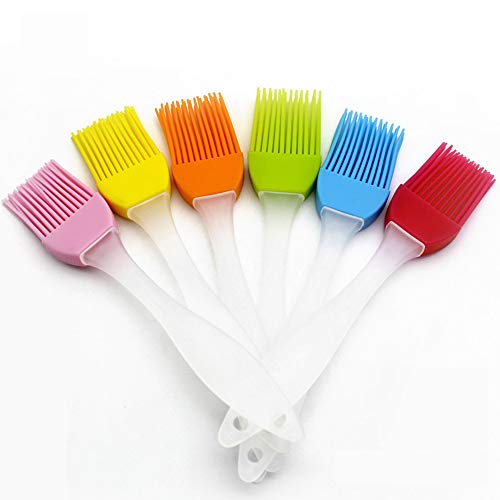 Starchef Kitchen Silicone Basting Pastry & BBQ Brush Set- Flexible,Creamy White Handle(6 Colors,6pcs)