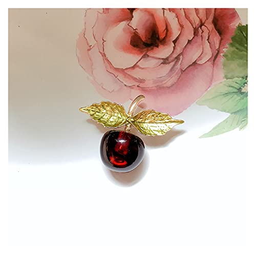 Broche fruit rouge émail transparent idéale pour sublimer une veste